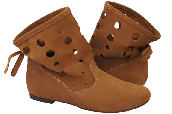 Schuhe Damen-Stiefeletten, natürliches Veloursleder, Karamell 160 ElitaBut