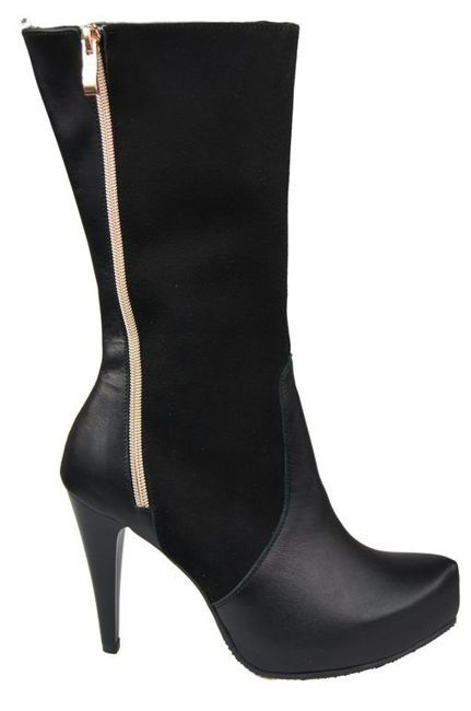 Damen-Halbstiefel, Naturleder, Schwarz 883 ElitaBut