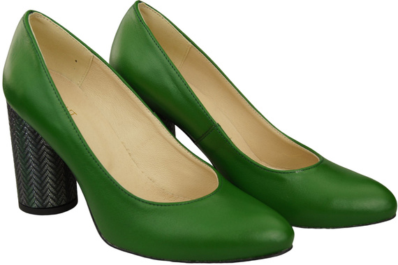 Damenschuhe Pumps Grün Naturleder Bunter Zierabsatz 194 ElitaBut