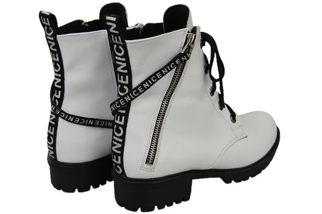 Schuhe Damen-Stiefeletten mit der Aufschrift NICE, Naturleder, Weiß 173 von ElitaBut