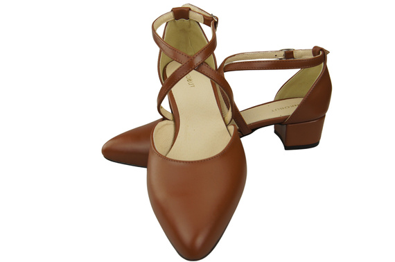 Damen Sandalen Echtleder Braun mit Riemen Niedriger Absatz 223 ElitaBut