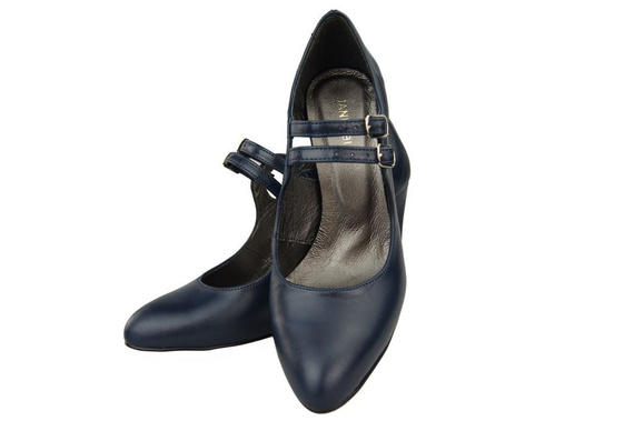 Damenschuhe Marineblaue Naturleder-Pumps 105 ElitaBut