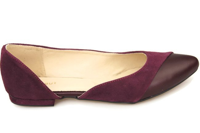 Damenschuhe Ballerinas Burgund, Naturleder, Wildleder 146 ElitaBut