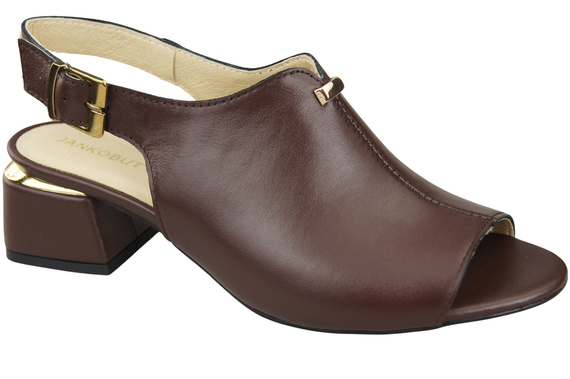 Damenschuhe Schokoladensandalen, goldene Schnalle, Naturleder 198 ElitaBut