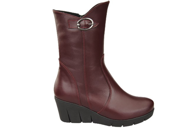 Damen-Keilstiefel, Naturleder, Burgunderrot 178 ElitaBut