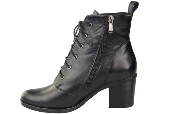 Winter-Schnürstiefel für Damen, Naturleder, Schwarz 188, von ElitaBut