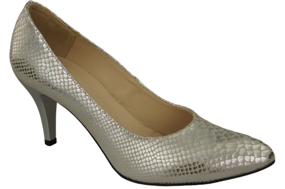 Damenschuhe Silber Pumps Schlangenmotiv Naturleder 150 ElitaBut