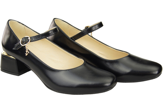 Damenschuhe Schwarz glänzend Riemchenpumps Naturleder 202 ElitaBut