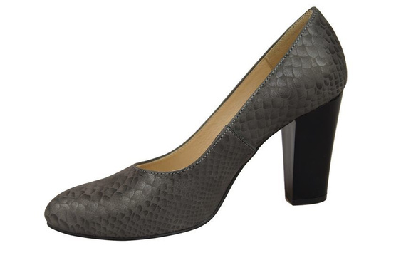 Damenschuhe Pumps, Naturleder, Schuppenmotiv, Grau 926 ElitaBut