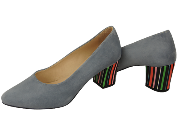 Damenschuhe Pumps Grau Natürliches Wildleder Dekorativer Absatz 158 von ElitaBut