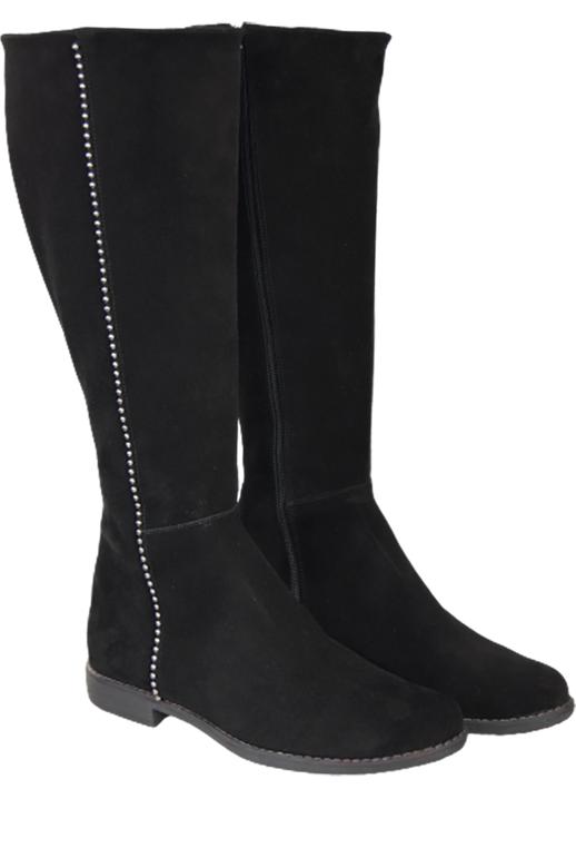 Schuhe Damenstiefel, Naturleder, Velour 153 Schwarz ElitaBut