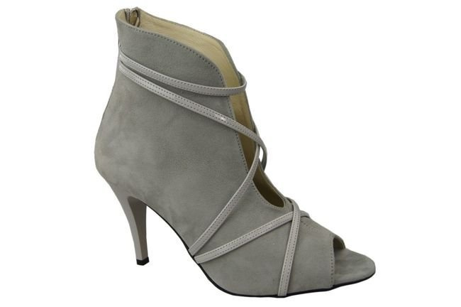 Damen-Peep-Toe-Stiefel, Naturleder, Wildleder, Grau 107 ElitaBut