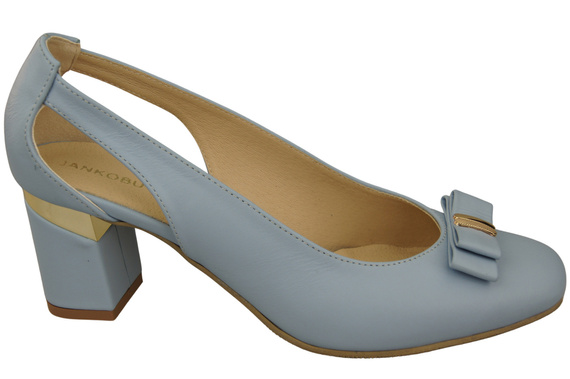 Schuhe Damen Hellblau Pumps aus Naturleder mit dekorativem Absatz 199 ElitaBut