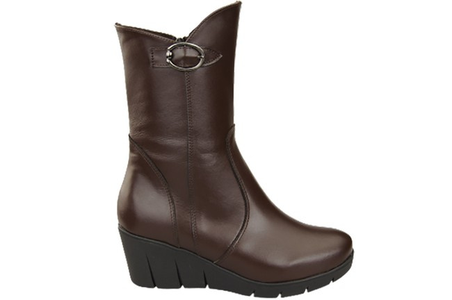 Damen-Keilstiefel, Naturleder, Schokolade 178 ElitaBut