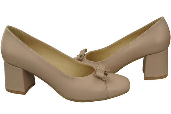 Damen Pumps mit Schleife Cappuccino Blass Naturleder und niedrigem Absatz 203 ElitaBut