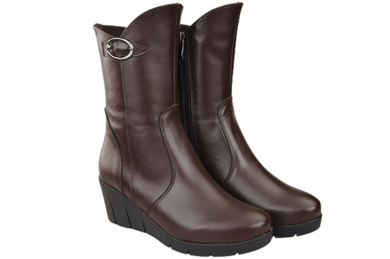 Damen-Keilstiefel, Naturleder, Schokolade 178 ElitaBut