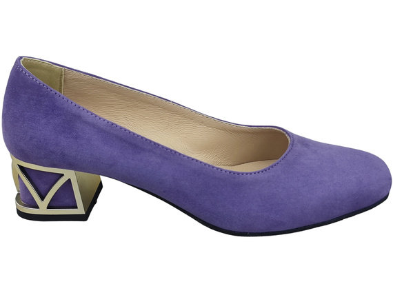 Bequeme Damenschuhe Violett Pumps mit dekorativem Absatz Natürliches Wildleder 219 von ElitaBut