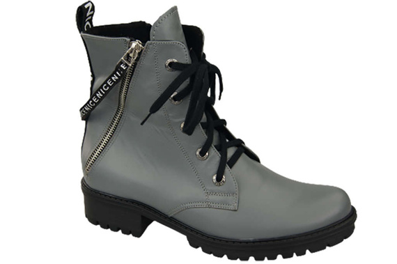 Schuhe Damen-Stiefeletten mit der Aufschrift NICE, Naturleder, Grau 173 von ElitaBut