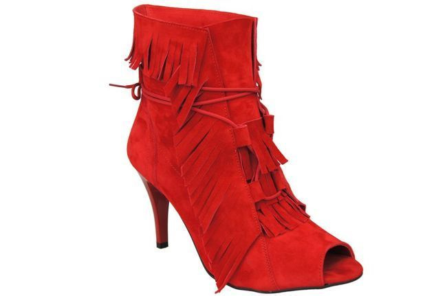 Damenschuhe Peep-Toe-Stiefeletten, natürliches Wildleder, Rot 964 ElitaBut