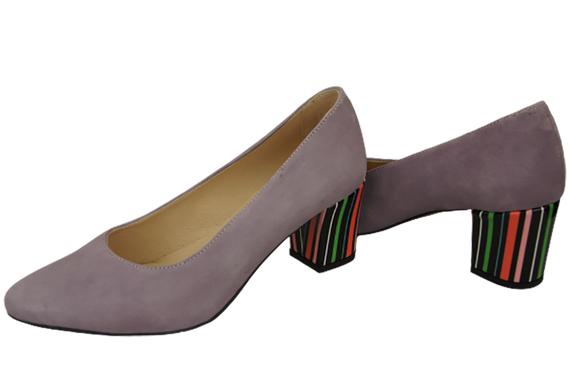 Damenschuhe Pumps Lila Natürliches Wildleder Dekorativer Absatz 158 von ElitaBut