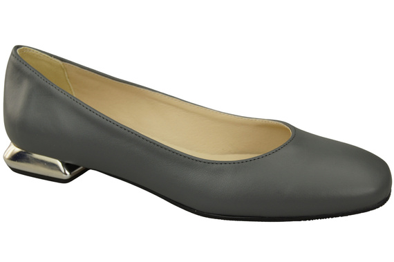 Flache Frauen Schuhe Aschgrau Dekorative Ferse Naturleder 209 ElitaBut
