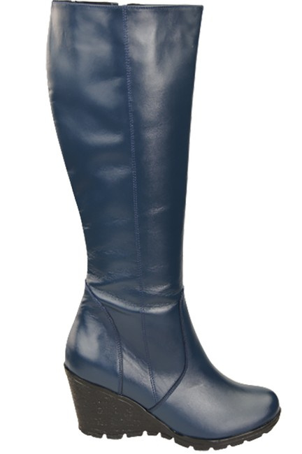 Damenschuhe Keilstiefel, Naturleder, Marineblau 745 ElitaBut