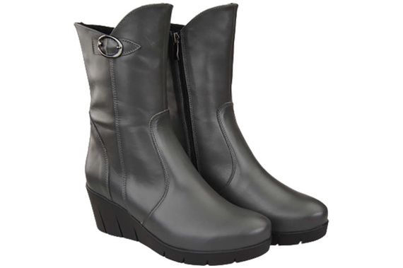 Damen-Keilstiefel, Naturleder, Graphit 178 ElitaBut