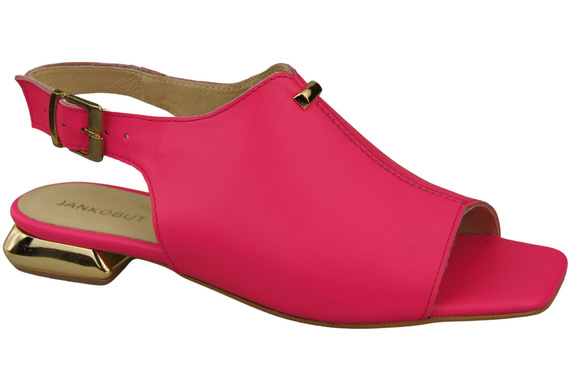 Bequeme Frauenschuhe Sandalen Neon Rosa Flacher Goldabsatz Naturleder 207 ElitaBut