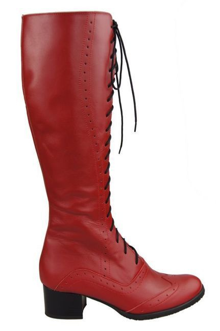 Damenschuhe Schnürstiefel, Naturleder, Rot 595 ElitaBut