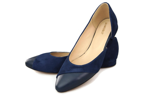 Damenschuhe Ballerinas Marineblau, Naturleder, Wildleder 146 ElitaBut