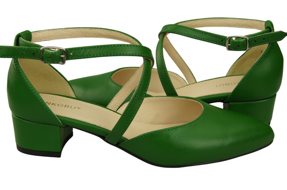 Damen Sandalen Echtleder Grün mit Riemen Niedriger Absatz 223 ElitaBut