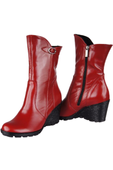 Damen-Keilstiefel, Naturleder, Rot 750 ElitaBut