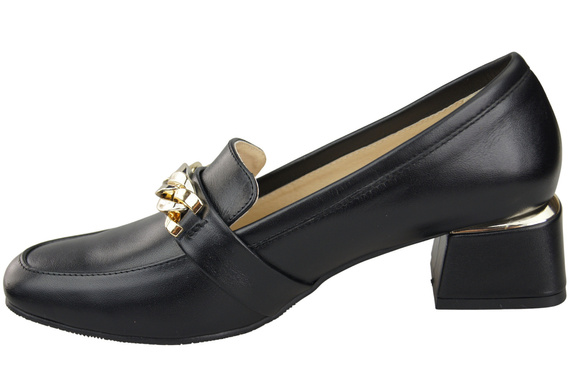 Damenschuhe mit Zierkette Pumps Mokassins Naturleder 193 Schwarz ElitaBut