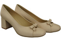 Damen Pumps mit Schleife Beige Naturleder und niedrigem Absatz 203 ElitaBut
