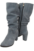 Schuhe Damenstiefel, Naturleder, Velour 141, Grau ElitaBut