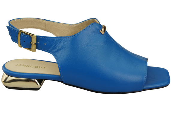 Bequeme Frauenschuhe Sandalen Blau Flacher Goldabsatz Naturleder 207 ElitaBut