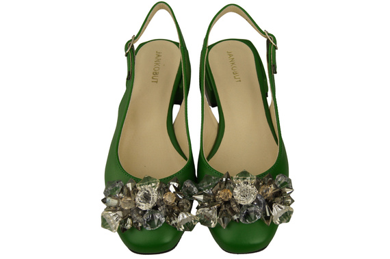 Damen Schuhe Grün Sandalen mit Kristallen Naturleder 215 ElitaBut