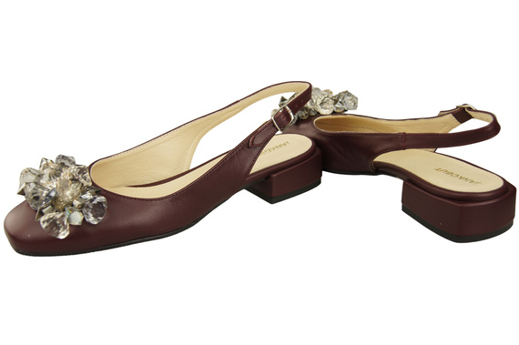 Damen Schuhe Burgund Sandalen mit Kristallen Naturleder 215 ElitaBut