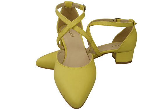 Damen Sandalen Echtleder Zitrone mit Riemen Niedriger Absatz 223 ElitaBut