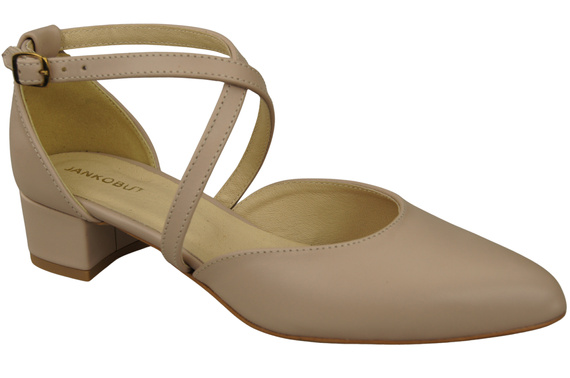 Damen Sandalen Echtleder Cappuccino Blass mit Riemen Niedriger Absatz 223 ElitaBut