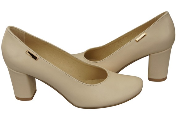 Klassische Damen Beige Leder Mandel Nase Pumps 201 ElitaBut