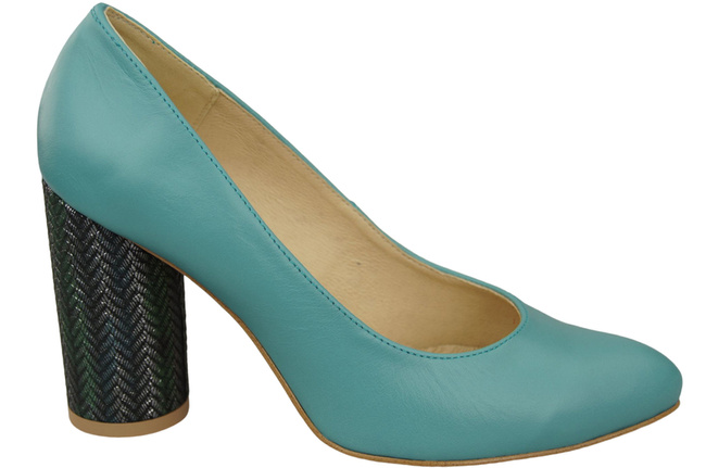 Damenschuhe Türkise Pumps Naturleder Bunter Zierabsatz 194 ElitaBut