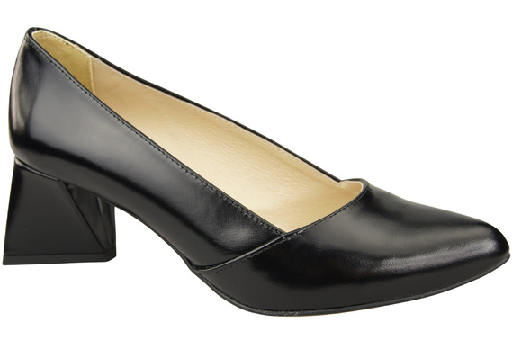 Damen Pumps Schwarz glänzend Echtleder Spitz Zehen Absatz ElitaBut 221