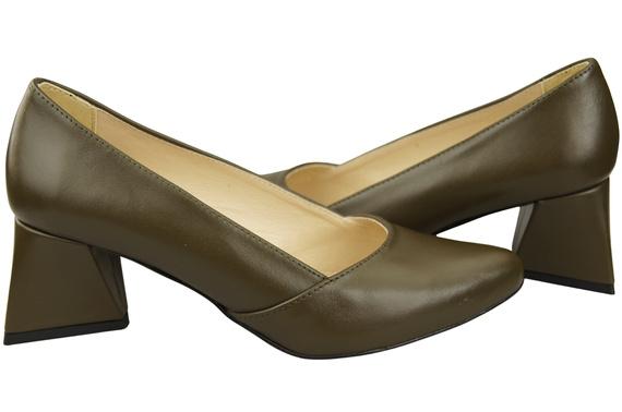 Damen Pumps Olive Echtleder Spitz Zehen Absatz ElitaBut 221