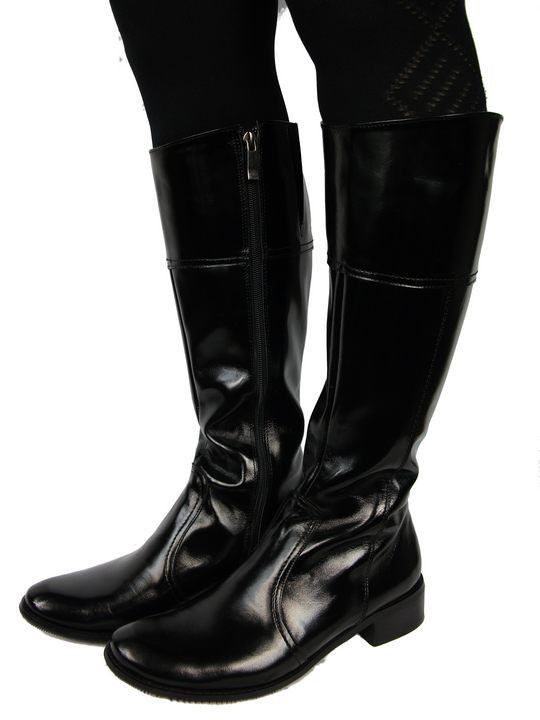 Schuhe Damenstiefel, Naturleder, Schwarzer Lack 636 ElitaBut