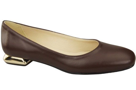 Flache Frauen Schuhe Schokolade Dekorative Ferse Naturleder 209 ElitaBut