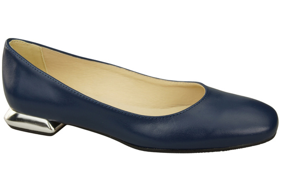 Flache Frauen Schuhe Marineblau Dekorative Ferse Naturleder 209 ElitaBut
