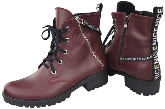 Schuhe Damen-Stiefeletten mit der Aufschrift NICE, Naturleder, Burgunderrot 173 L ElitaBut