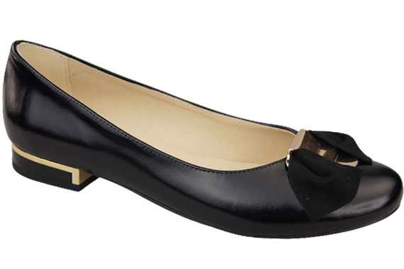 Damen Ballerinas, Naturleder, Schwarz, Glänzend 894 ElitaBut