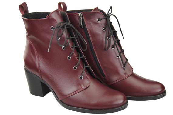 Winter-Schnürstiefel für Damen, Naturleder, Burgund 188, von ElitaBut